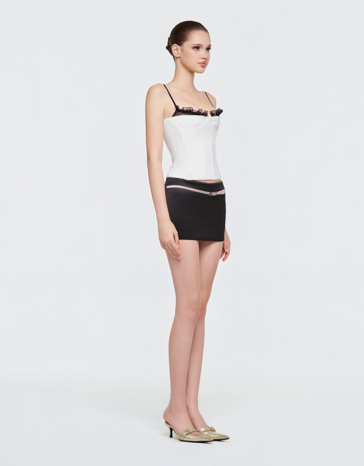 Lace Corset - Belted Mini Skirt