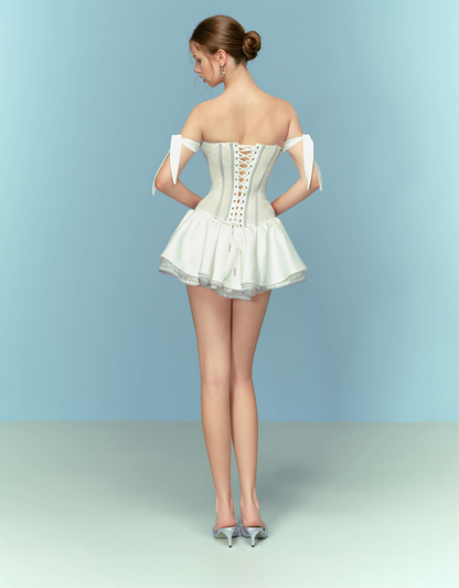White Dress With Grey Details
