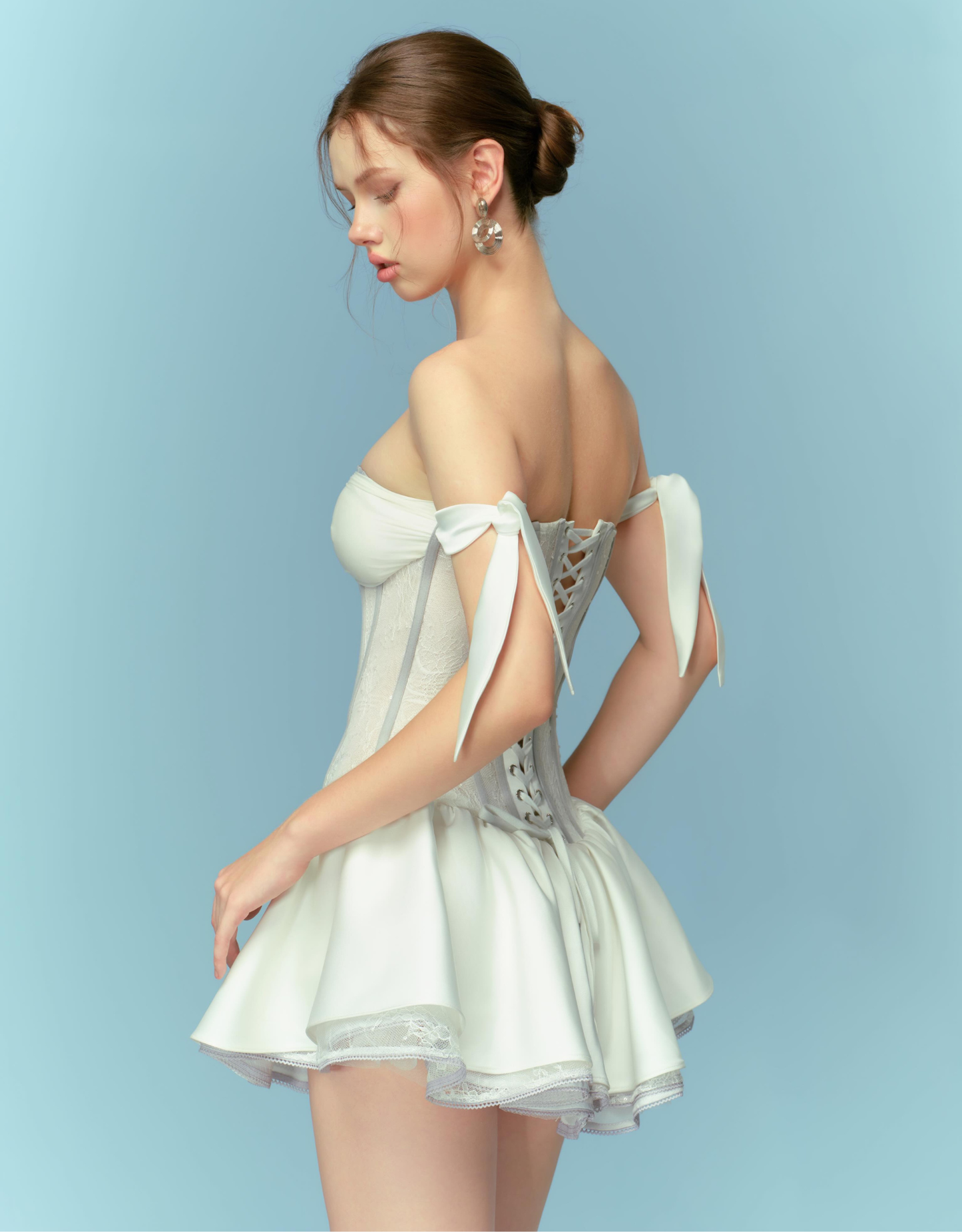 White Dress With Grey Details