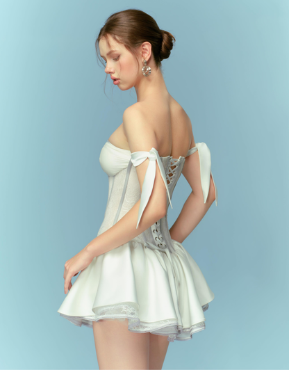 White Dress With Grey Details