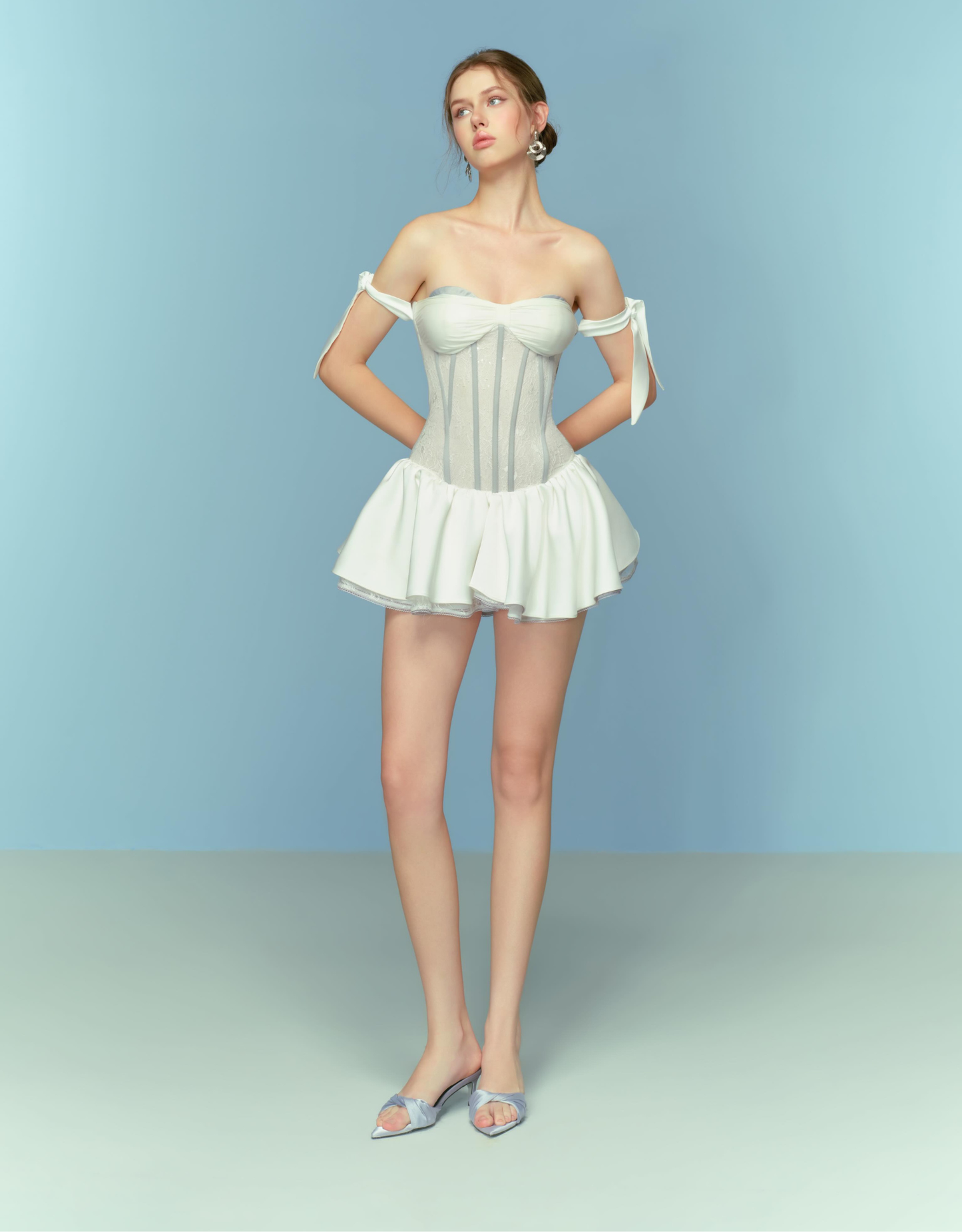 White Dress With Grey Details