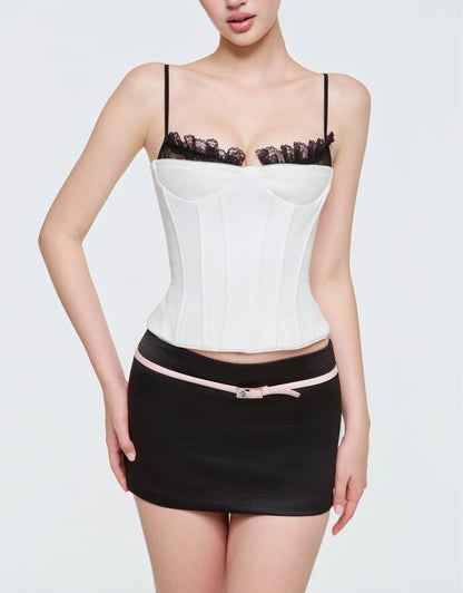 Lace Corset - Belted Mini Skirt