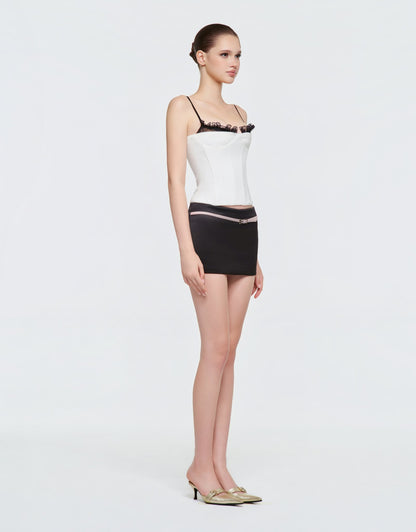 Lace Corset - Belted Mini Skirt