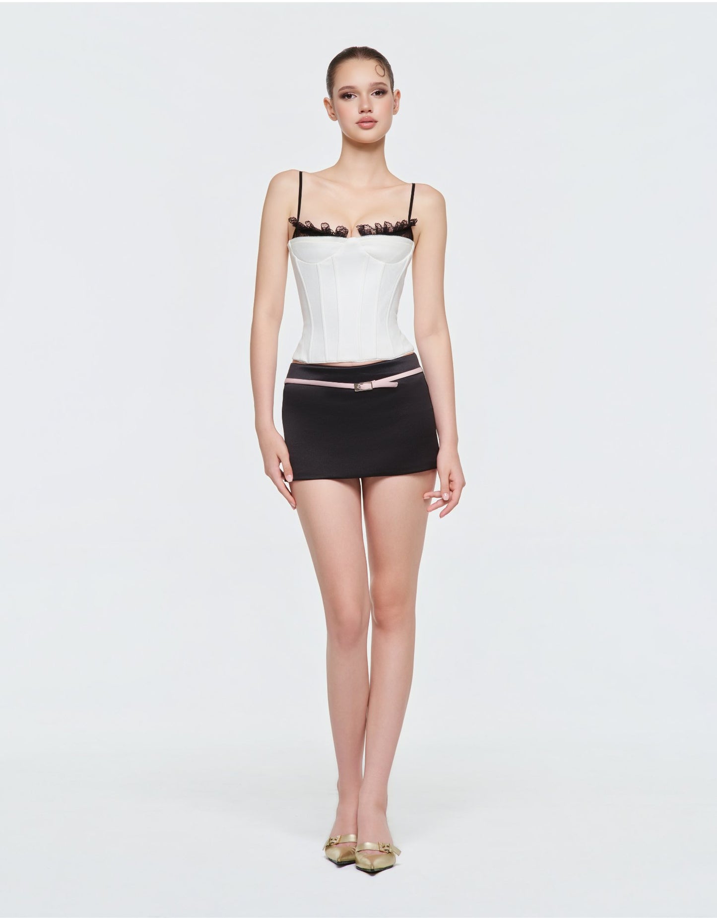 Lace Corset - Belted Mini Skirt