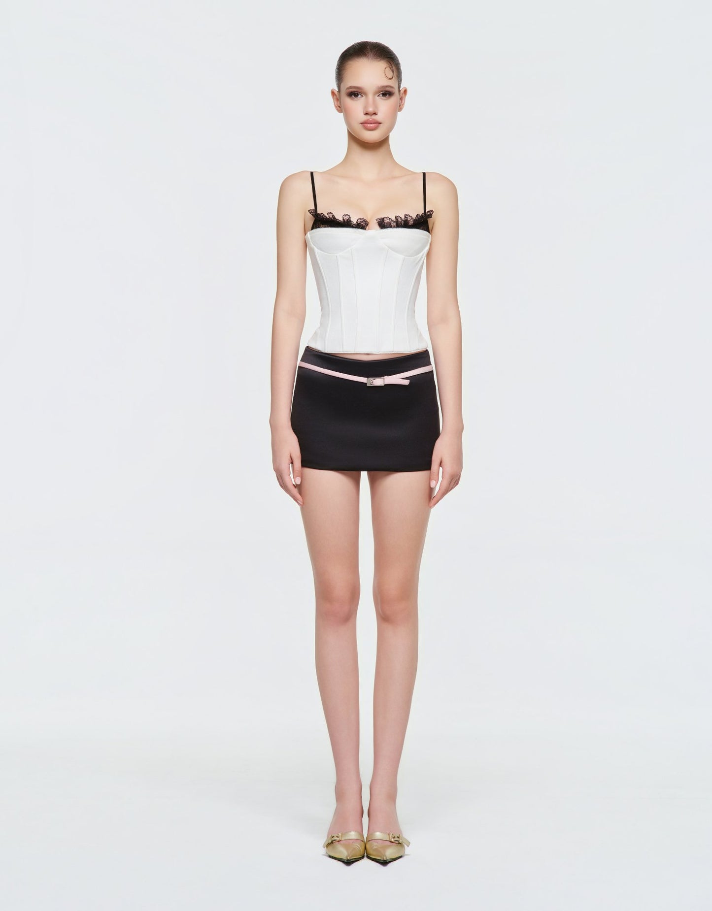 Lace Corset - Belted Mini Skirt